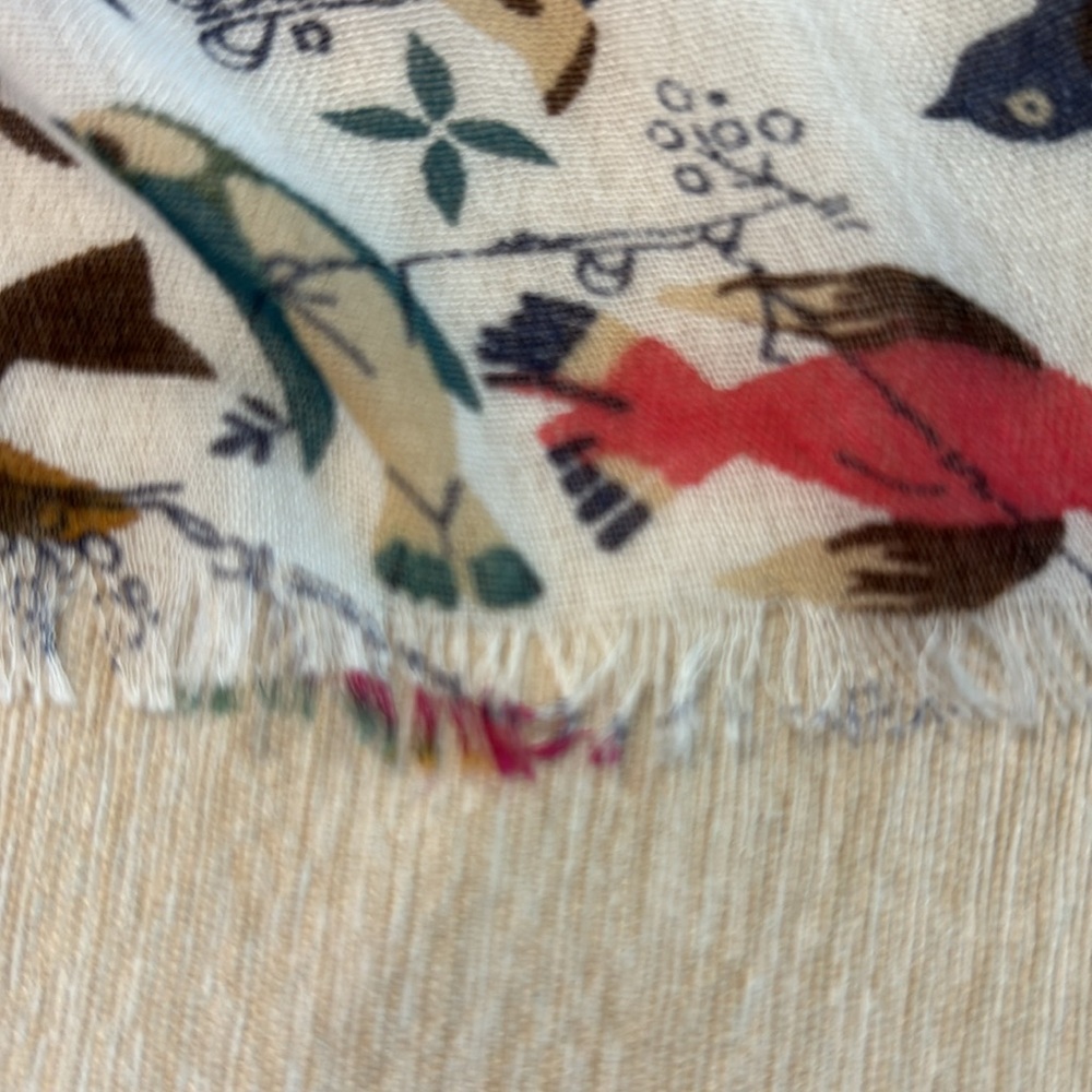 Floral Bird Patterned Scarf - Picture 4 of 4